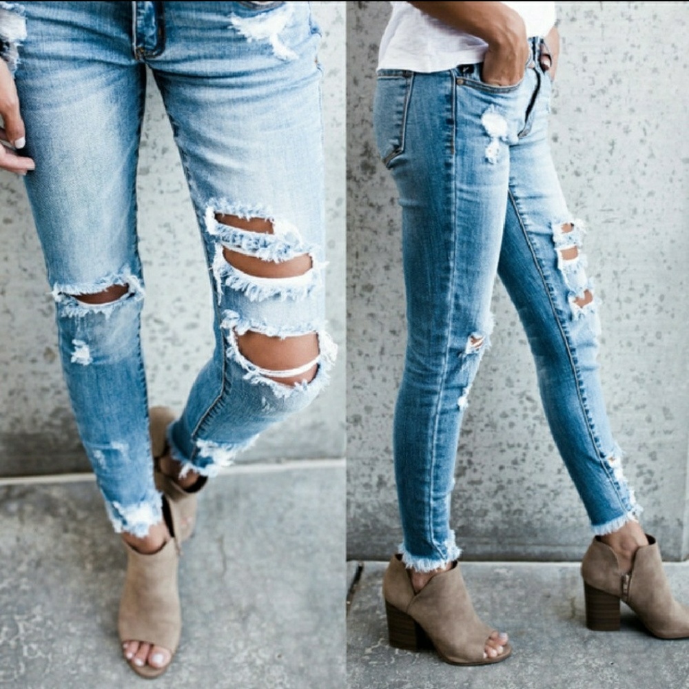 《LAST PAIR》Kancan//Distressed Frayed Skinny - Picture 2 of 3